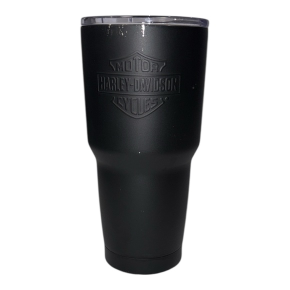 Harley Davidson Embossed Black Stainless Steel Travel Cup Mug Biker 24oz - Picture 5 of 10